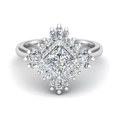 Delaney Ballerina Style Halo Engagement Ring