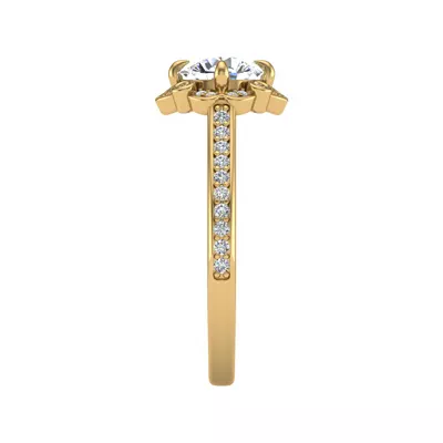 Octavia Halo Engagement Ring - 14K Yellow Gold