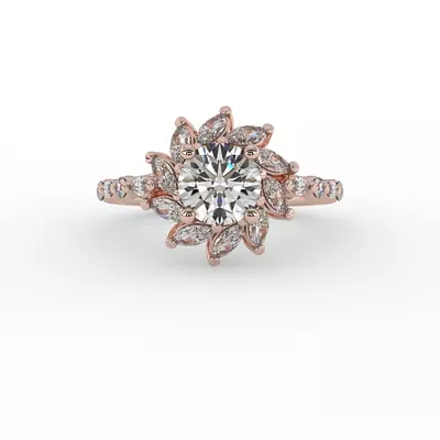 Melissa Marquise Floral Halo Engagement Ring