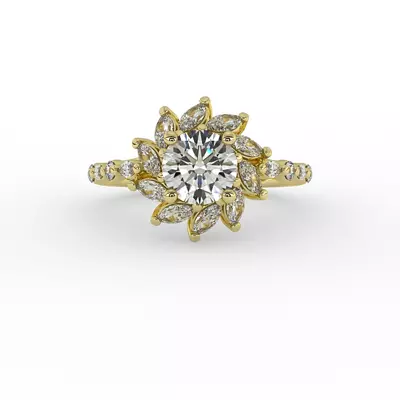 Melissa Marquise Floral Halo Engagement Ring