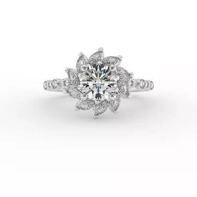 Melissa Marquise Floral Halo Engagement Ring