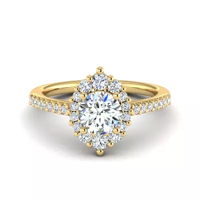 Violet Cathedral Pave Diamond Halo Engagement Ring