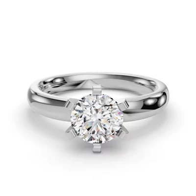 Ilana Six-Prong Solitaire Engagement Ring (2.7 mm) - 18K White Gold