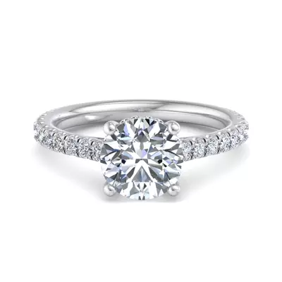 Lylah Pavé Cathedral Ring With Hidden Halo Engagement Ring
