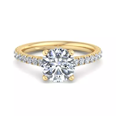 Lylah Pavé Cathedral Ring With Hidden Halo Engagement Ring