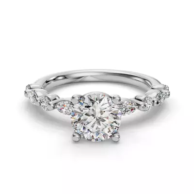 Eclipta Grand Marquise And Round Diamond Engagement Ring