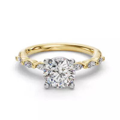 Oramar Petite Marquise Diamond Engagement Ring