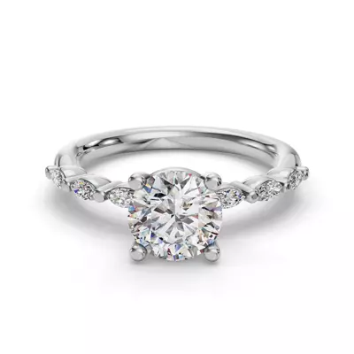 Oramar Petite Marquise Diamond Engagement Ring