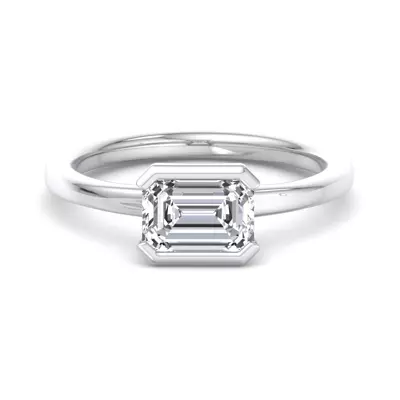 Erin Half Bezel East West Solitaire Engagement Ring