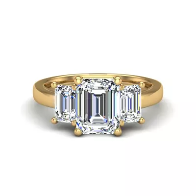 Aaliyah Emerald Three-Stone Engagement Ring