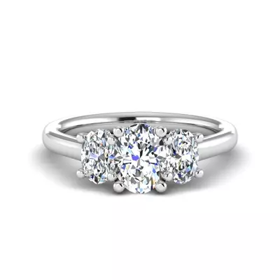 Miranda Oval Three-Stone Hidden Halo Engagement Ring