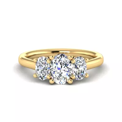 Miranda Oval Three-Stone Hidden Halo Engagement Ring