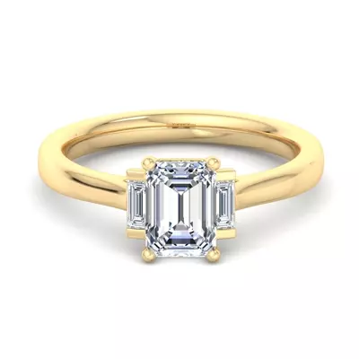 Mina Three-Stone Straight Baguette Engagement Ring