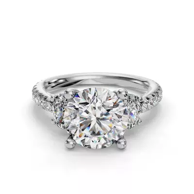 Valette Oval Three-Stone Pavé Engagement Ring