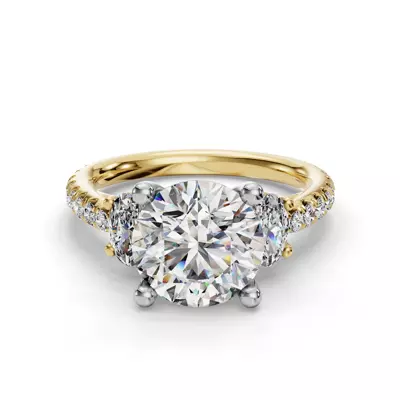 Valette Oval Three-Stone Pavé Engagement Ring