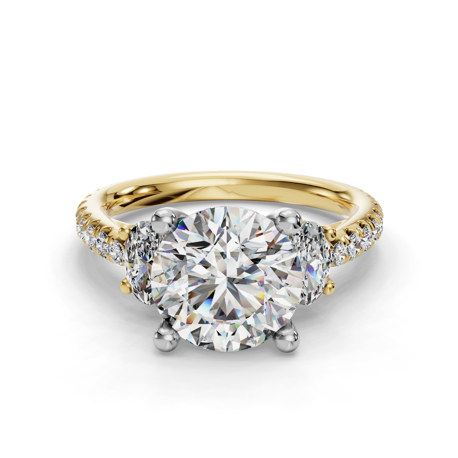 Valette Oval Three-Stone Pavé Engagement Ring