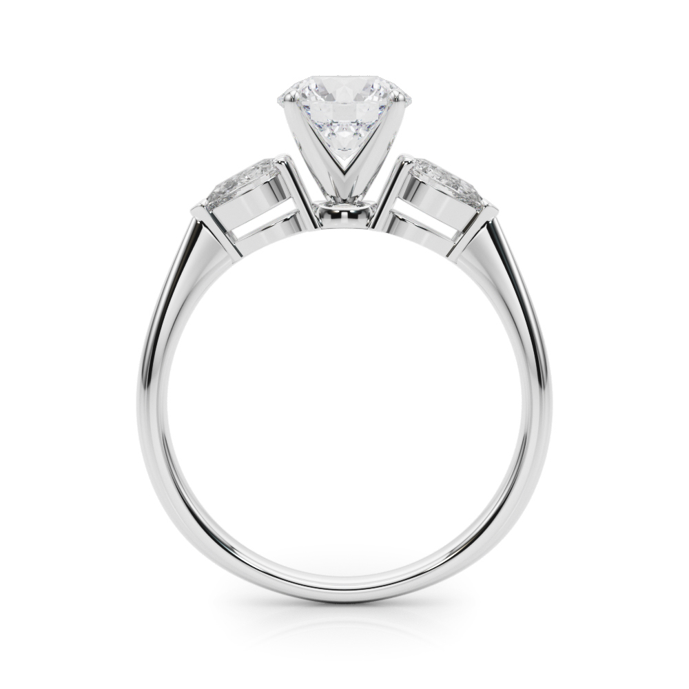 Oksana Three Stone Engagement Ring With Pear Shape Side Diamonds