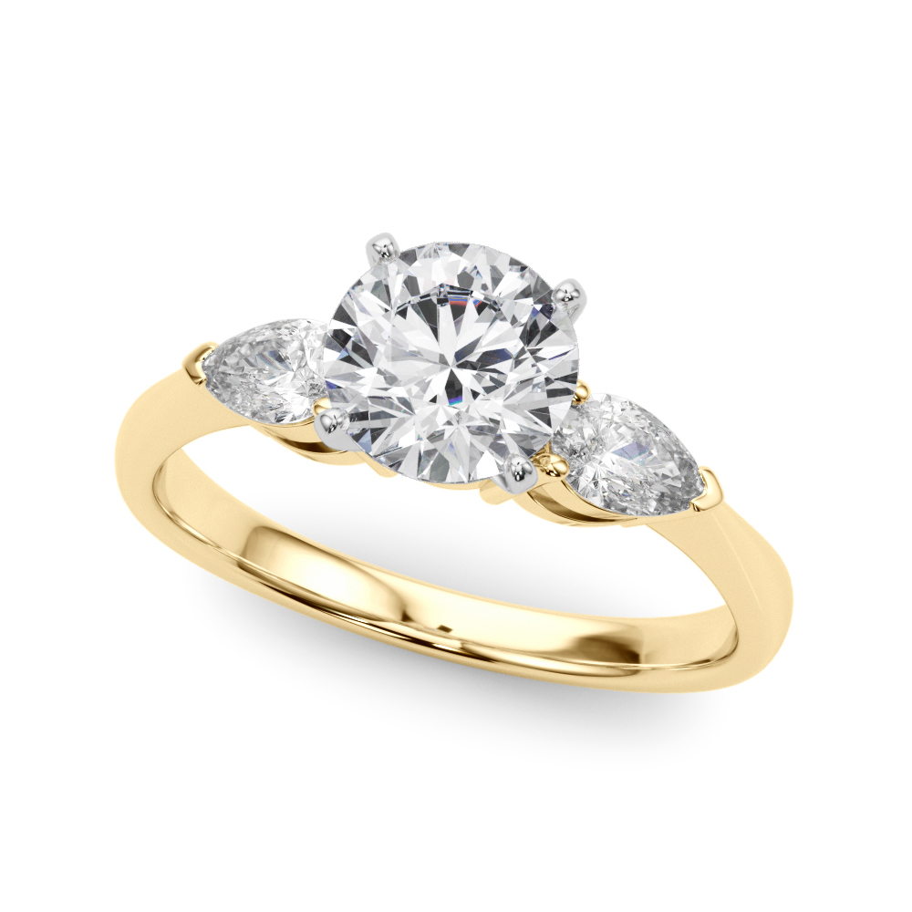 Oksana Three Stone Engagement Ring With Pear Shape Side Diamonds