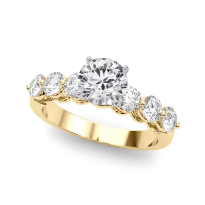 April Single Shared Prong Engagement Ring - 18K Yellow Gold