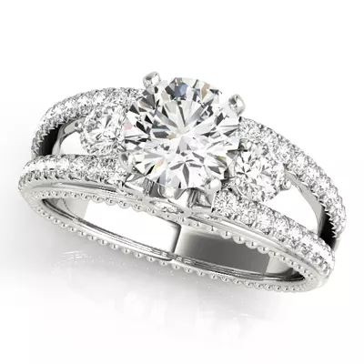 Devi 2 Row Pavé Diamond Engagement Ring