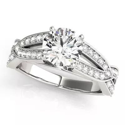Allie Vintage Inspired 2 Row Diamond Engagement Ring