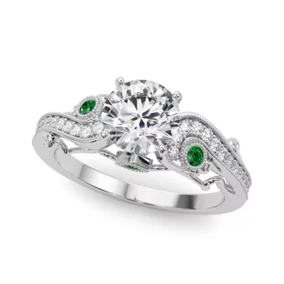 Carmel Vintage Inspired Emerald Engagement Ring