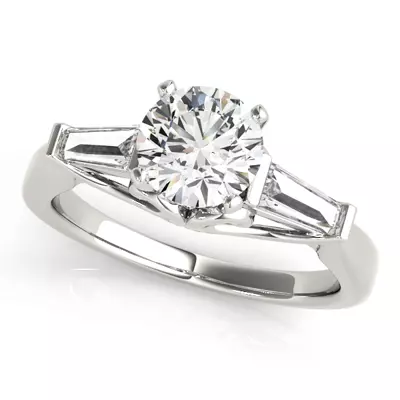 Delilah Three Stone Baguette Diamond Engagement Ring