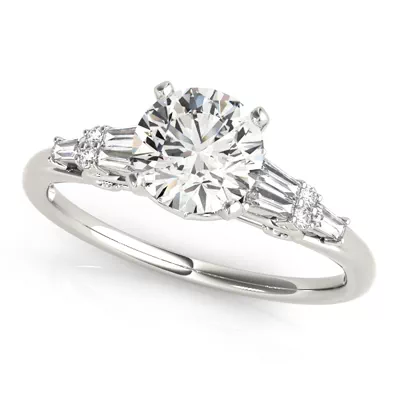 Maddie Baguette And Round Diamond Engagement Ring
