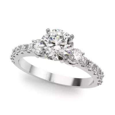 Christina 3 Stone Pave Diamond Engagement Ring