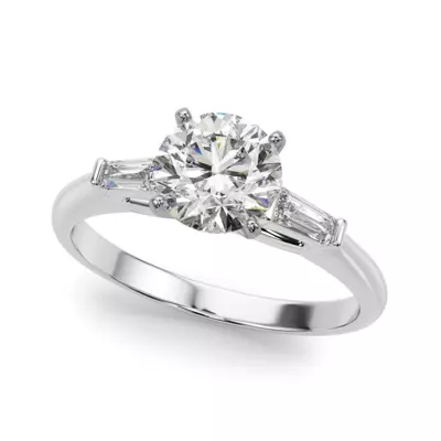 Galla Three Stone Tapered Baguette Engagement Ring