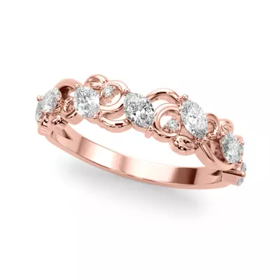 Seraphina Marquise And Round Diamond Nature Inspired Wedding Band