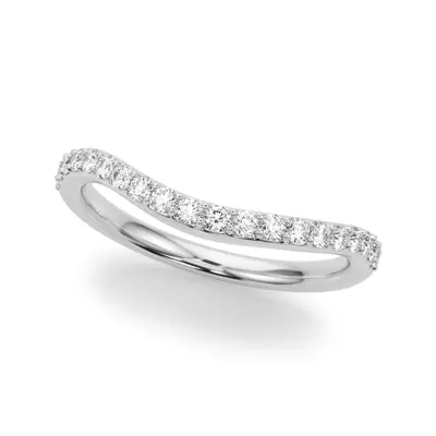 Sapphiris Curved Pave Diamond Wedding Band