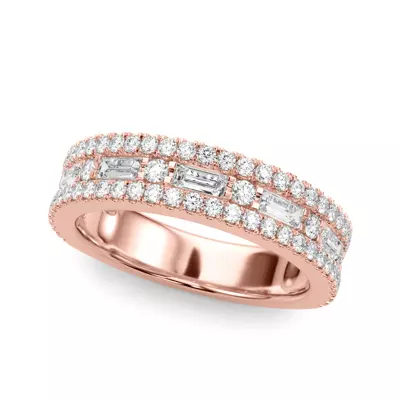 Opulencia Round And Baguette Diamond Wedding Band