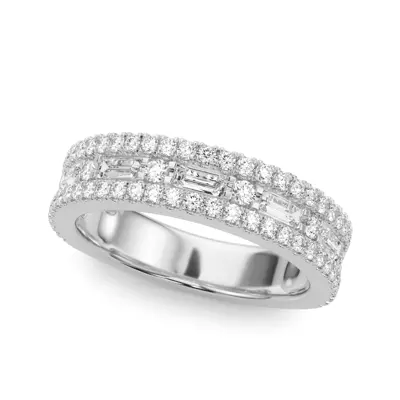 Opulencia Round And Baguette Diamond Wedding Band
