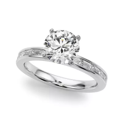 Fleurie Channel Set Baguette Engagement Ring
