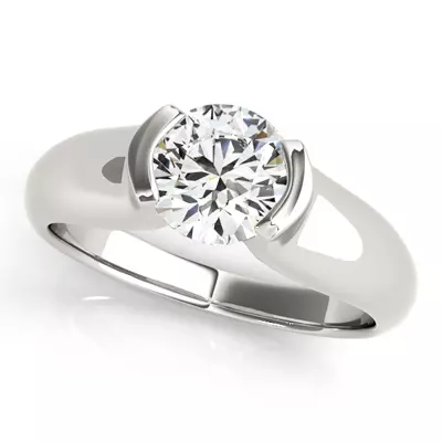 Carolina Half Bezel Solitaire Engagement Ring