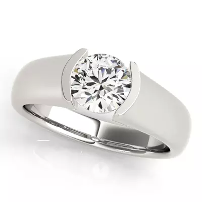 Geneva Half Bezel Solitaire Engagement Ring