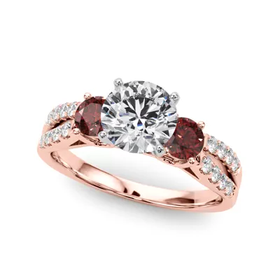 Rosella Three Stone Ruby Lab Engagement Ring