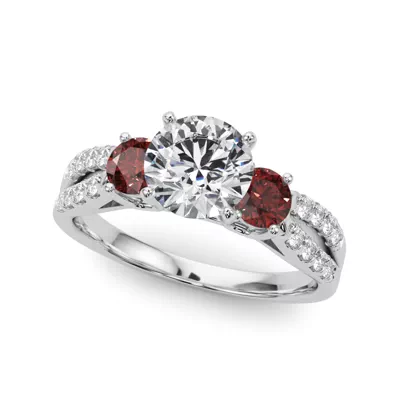 Rosella Three Stone Ruby Lab Engagement Ring