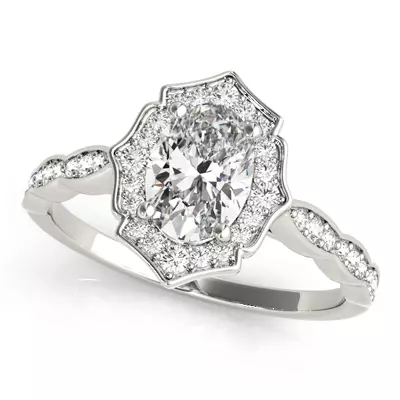 Hannah Scalloped Diamond Halo Engagement Ring