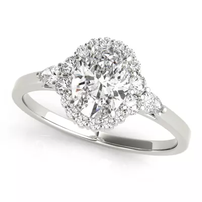 Isabell Halo Engagement Ring With Pear Shape Side Diamonds