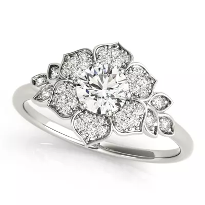 Gia Petal Halo Engagement Ring
