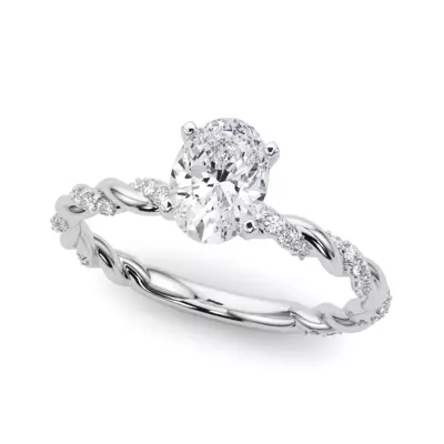 Rita Graduated Pavé Engagement Ring With Hidden Halo - 14K White Gold