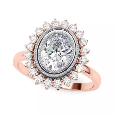 Aylin Vintage Inspired Oval Halo Engagement Ring