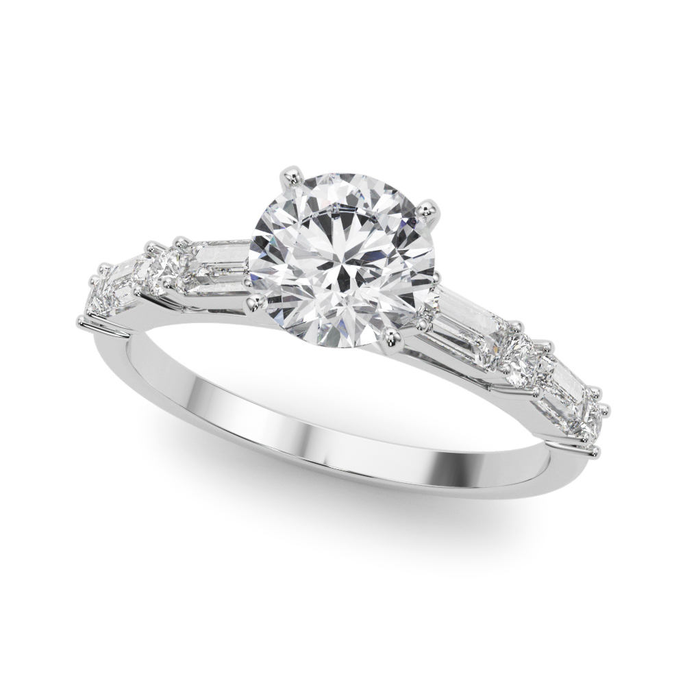 Amberine Baguette And Round Diamond Engagement Ring