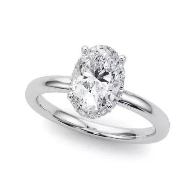 Cerise Hidden Halo Oval Engagement Ring