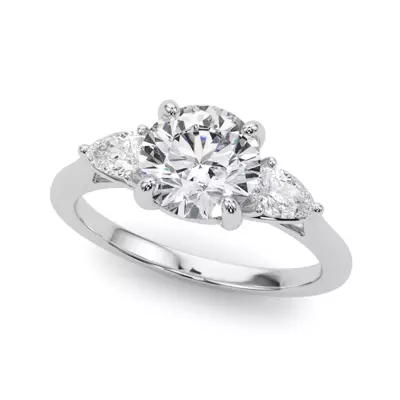 Daphne Pear Three-Stone Diamond Engagement Ring