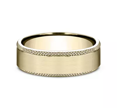 Satin Center Knurled Edge Comfort-Fit Band (6.5mm)