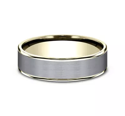 Satin Tantalum Two-Tone Comfort-Fit Band (6.5mm)