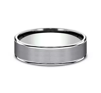 Satin Tantalum Two-Tone Comfort-Fit Band (6.5mm)